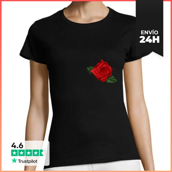 Camiseta Mujer Clásica Rosa De Origami LaTostadora