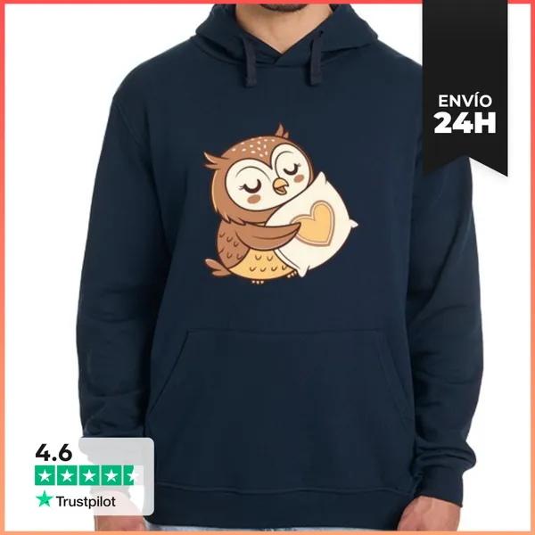 Sudadera Unisex Con Capucha Búho Abrazador Corazón LaTostadora