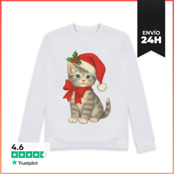 Sudadera Unisex GATITO NAVIDEÑO SANTA CLAUS XMAS CAT LaTostadora