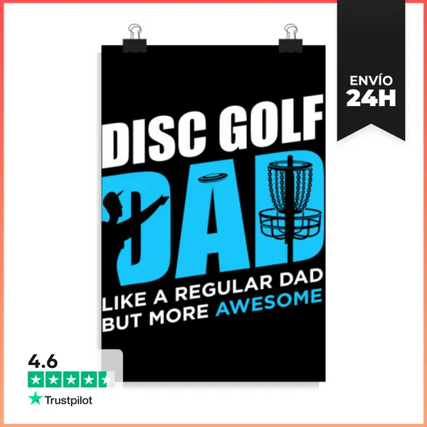 Póster Vertical Disco De Golf Vintage Divertido Jugando Al Disco