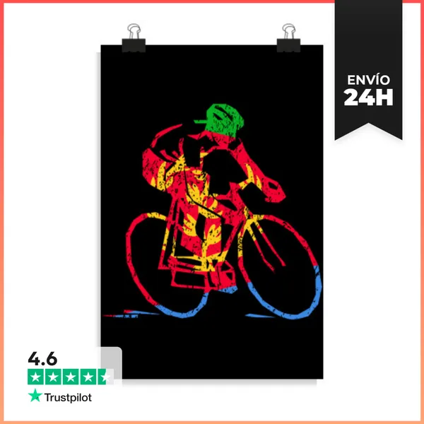 Póster Vertical Ciclista Eritreo Carrera De Ruta LaTostadora