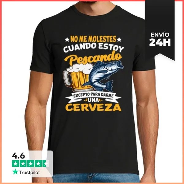 Camiseta Hombre Clásica Dichos Divertidos Pescador Pesca Y Cerv