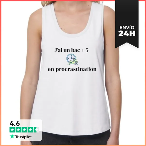 Camiseta Mujer Sin Mangas, Loose Fit Tengo Un Bachillerato De 5