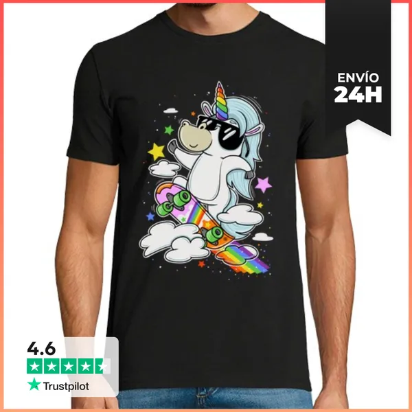 Camiseta Hombre Clásica Rainbow Skater LaTostadora