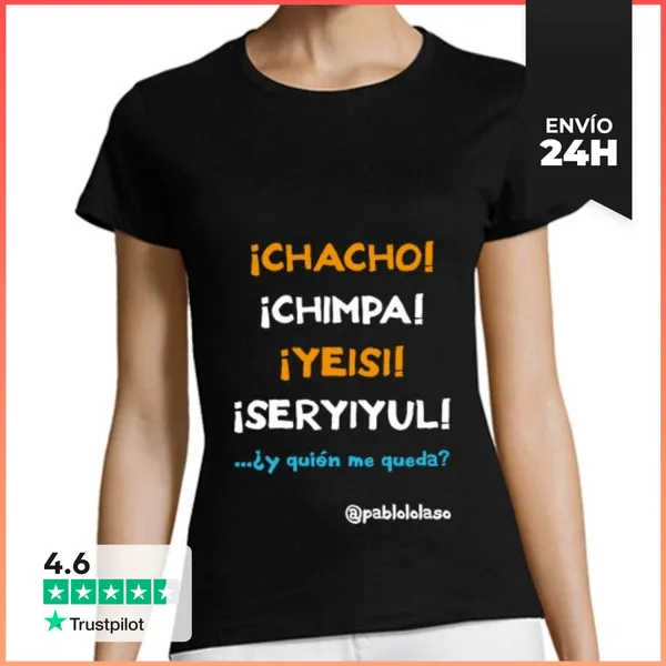 Camiseta Mujer Clásica LOLASO CHACHO CHIMPA Chica Negra