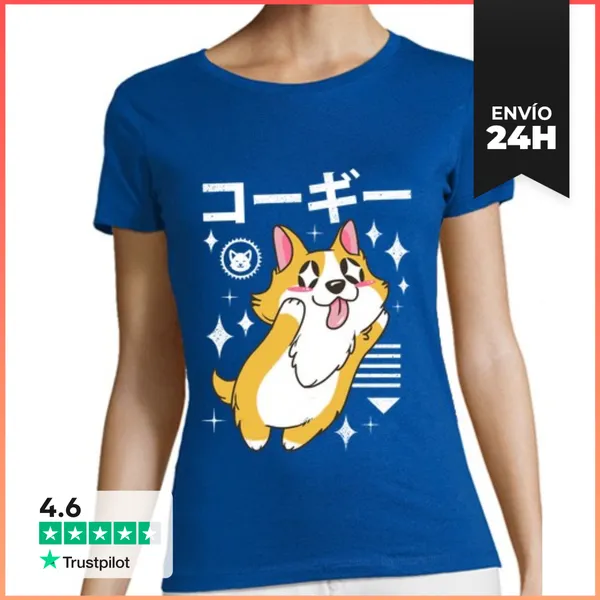 Camiseta Mujer Clásica Kawaii Corgi Shirt Womens LaTostadora