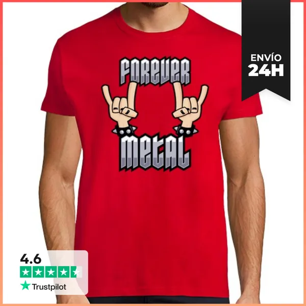 Camiseta Hombre Clásica Forever Metal, Heavy Metal, Cuernos De