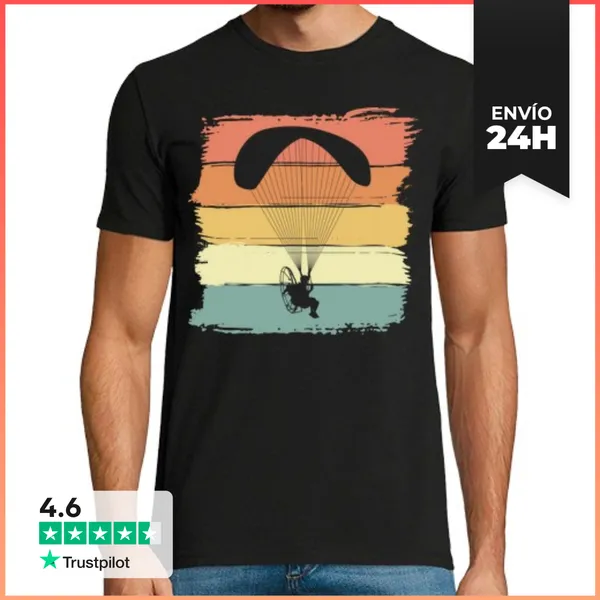 Camiseta Hombre Clásica Paramotor Retro Vintage Para LaTostadora