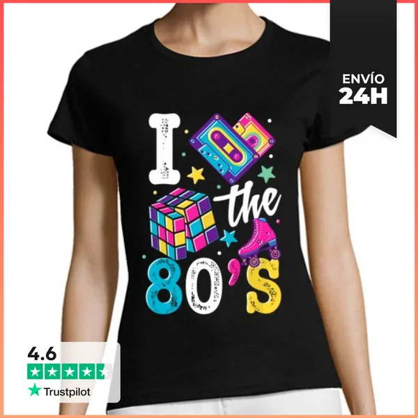 Camiseta Mujer Clásica Ropa De Los 80 Suministros Para Fiestas De