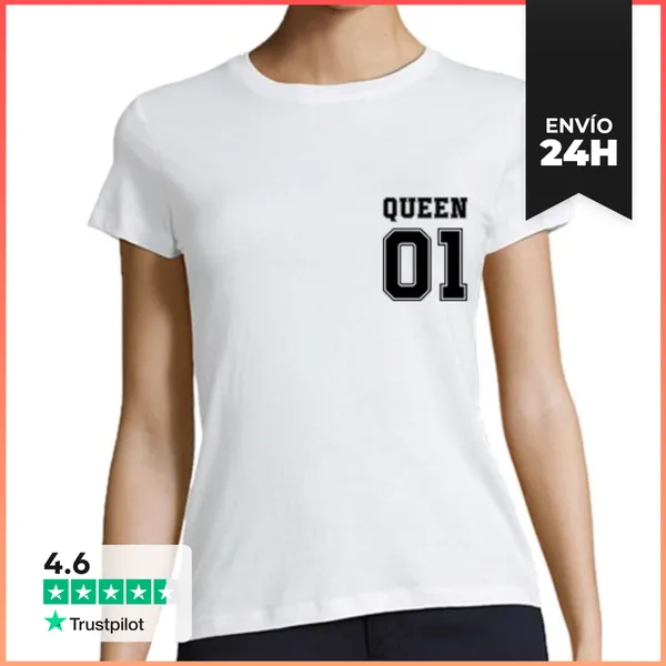 Camiseta Mujer Clásica Reina 01 (corazón Y Espalda) LaTostadora