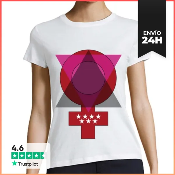 Camiseta Mujer Clásica Mujer, Estilo Béisbol, Blanca Y Roja