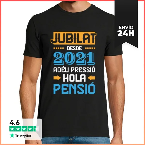 Camiseta Hombre Clásica Jubilado Desde 2021, Adiós Presión Hola