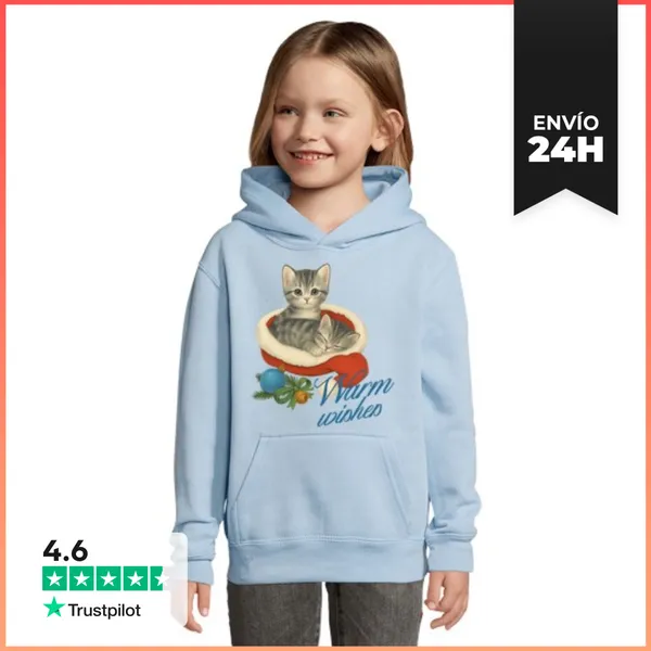 Sudadera Para Niños Con Capucha WARM WISHES XMAS CATS LaTostadora