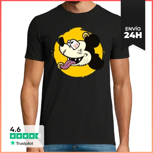 Camiseta Hombre Clásica Mad Mortimer Negro LaTostadora