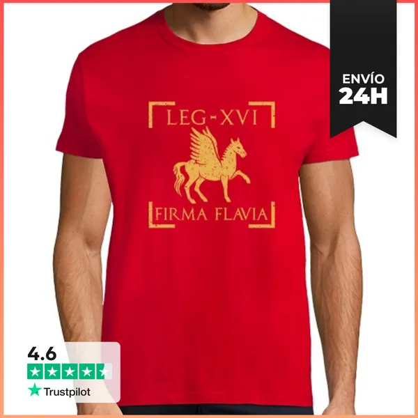Camiseta Hombre Clásica Legio Xvi Firma Flavia Pegasus Emblema