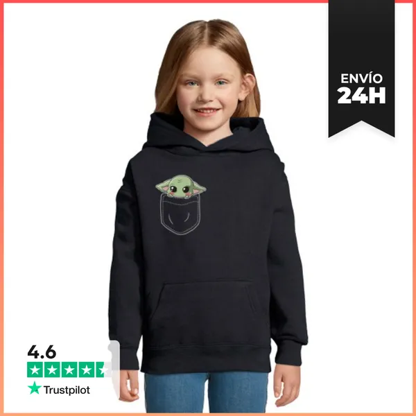 Sudadera Para Niños Con Capucha Grogu En Tu Bolsillo LaTostadora