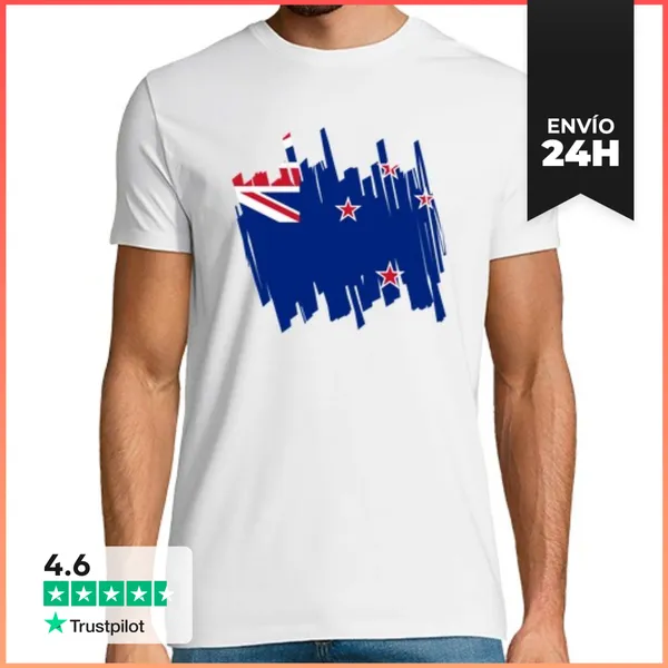 Camiseta Hombre Clásica Bandera Nueva Zelanda LaTostadora