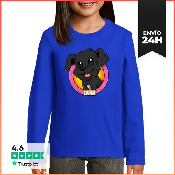 Camiseta Manga Larga Para Niños Logo Lana / Para Niña Y Niño