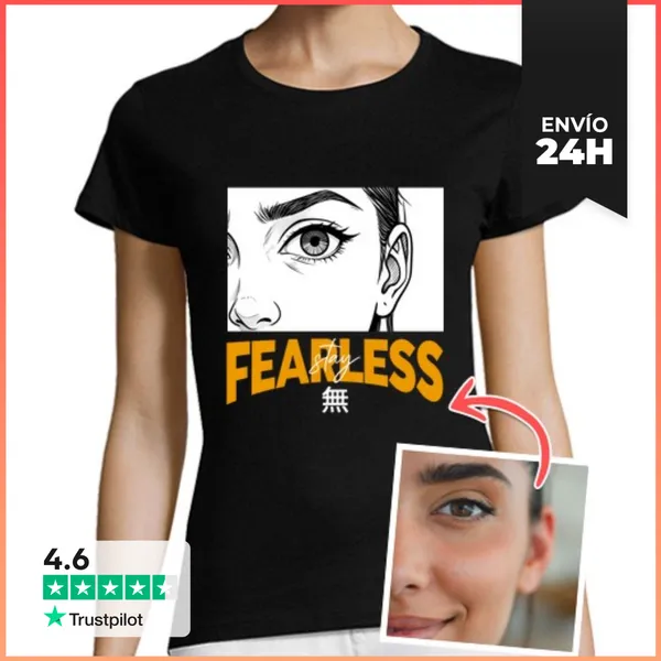 Camiseta Mujer Clásica Efecto Manga Camiseta Stay Fearless Foto