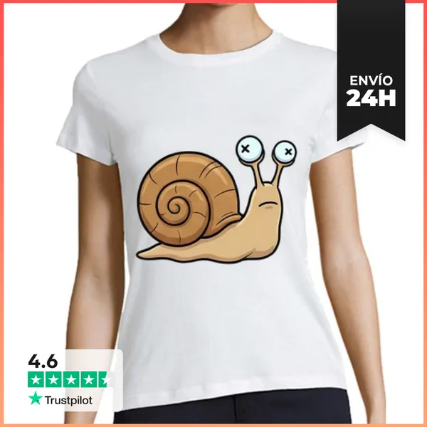 Camiseta Mujer Clásica Caracol Divertido X Ojos Caricatura