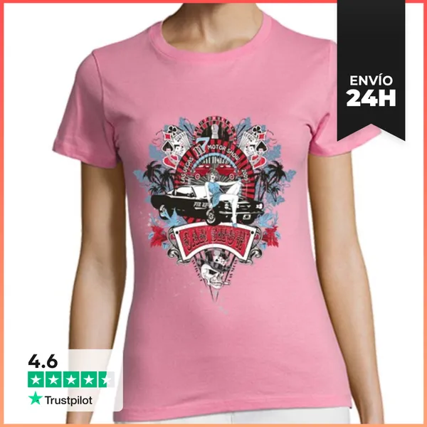 Camiseta Mujer Clásica Pin-Up Chica - Car Show No.02 LaTostadora