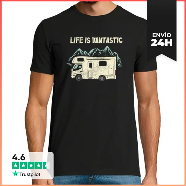 Camiseta Hombre Clásica La Vida Es Fantástica Caravana Caravana