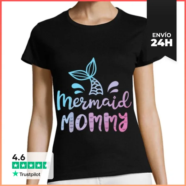Camiseta Mujer Clásica Mamá Sirena Mujer Divertida Mamá Mamá