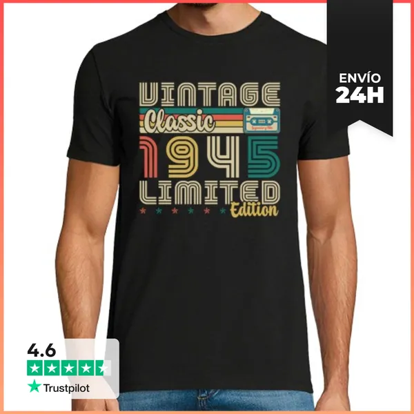 Camiseta Hombre Clásica 80 Cumpleaños 80 Años Vintage 1945