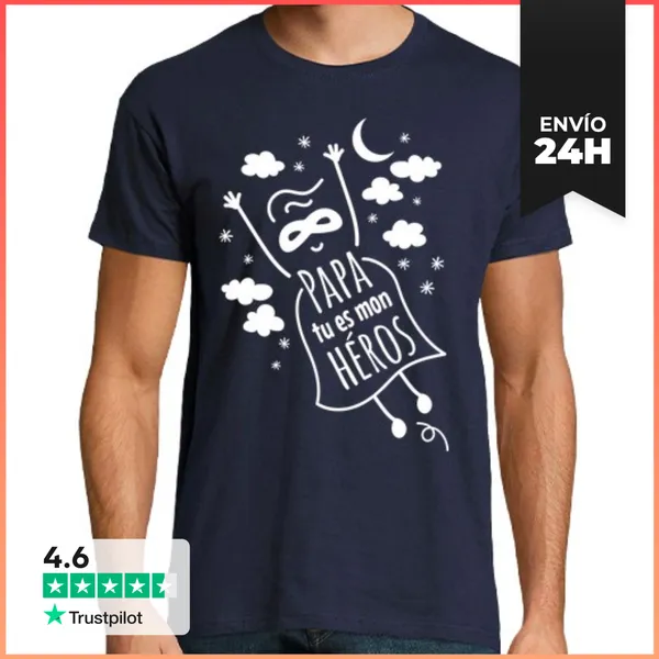 Camiseta Hombre Clásica Papa Tu Es Mon Héros LaTostadora