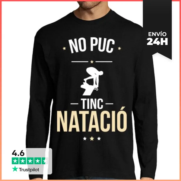 Camiseta Hombre Manga Larga No Puedo Tengo Natación Catalán