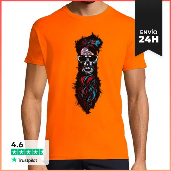 Camiseta Hombre Clásica Cráneo Inconformista Cráneo Cráneo Barb
