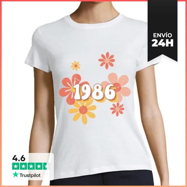Camiseta Mujer Clásica 1986 Hippie 000031 LaTostadora