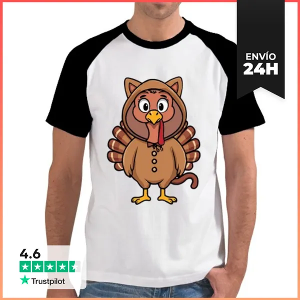 Camiseta Hombre, Estilo Béisbol Gato Pavo Divertido Acción De