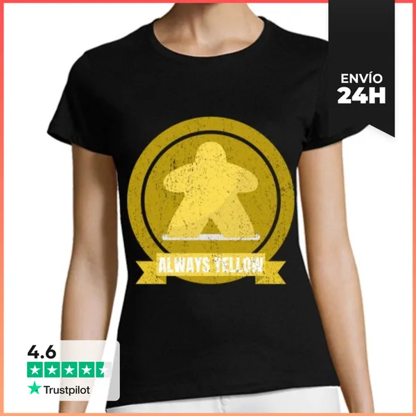 Camiseta Mujer Clásica Siempre Amarillo Diseño Meeple LaTostadora