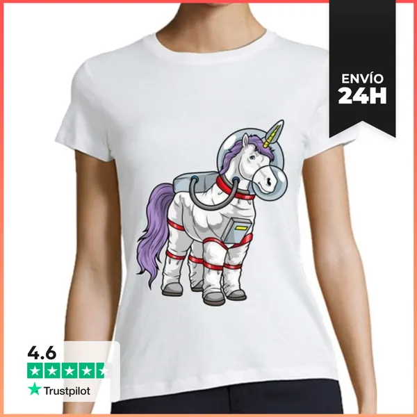 Camiseta Mujer Clásica Unicornio Astronauta Espacio LaTostadora
