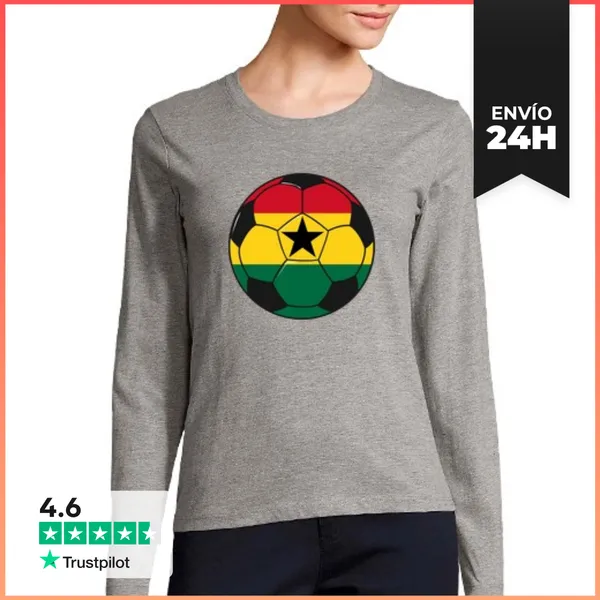 Camiseta Mujer Manga Larga Equipo De Fútbol Ghana LaTostadora