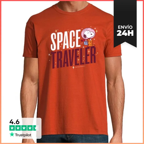 Camiseta Hombre Clásica Snoopy Space Traveler LaTostadora