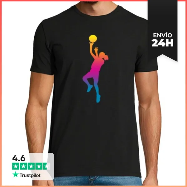 Camiseta Hombre Clásica Silueta Chica Baloncesto LaTostadora