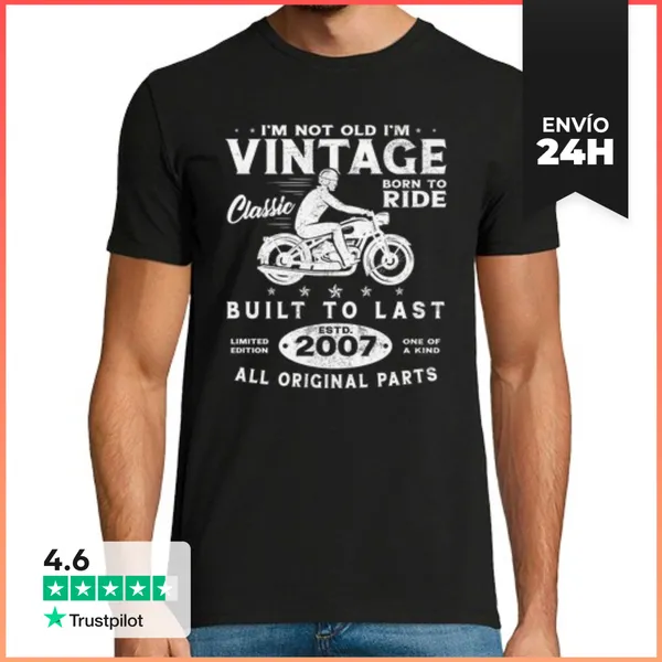 Camiseta Hombre Clásica 2007 Vintage Moto Regalo De Cumpleaños