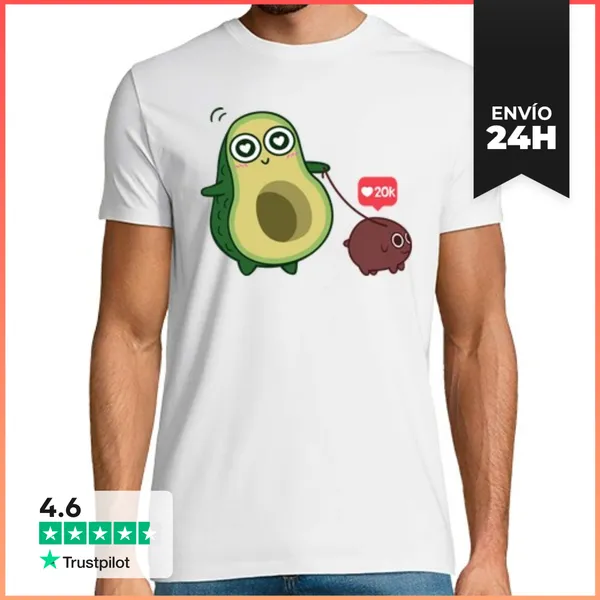 Camiseta Hombre Clásica Kawaii Aguacate Con Perro LaTostadora