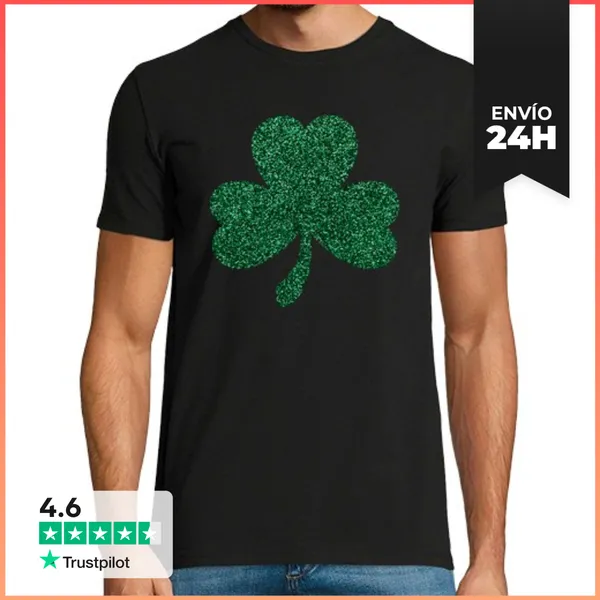 Camiseta Hombre Clásica Trébol Suerte Suerte Día De San Patrici