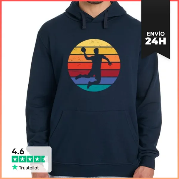 Sudadera Unisex Con Capucha Balonmano Atardecer Vintage - Jugador