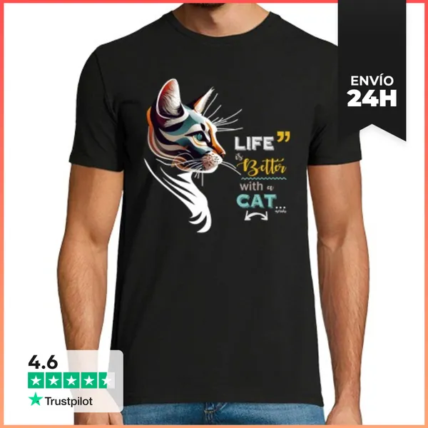 Camiseta Hombre Clásica Gato Artistico CHN LaTostadora