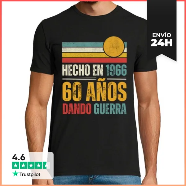 Camiseta Hombre Clásica Hecho En 1966, 60 Años Cumpleaños