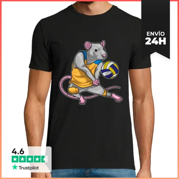 Camiseta Hombre Clásica Jugador De Voleibol Rata Voleibol