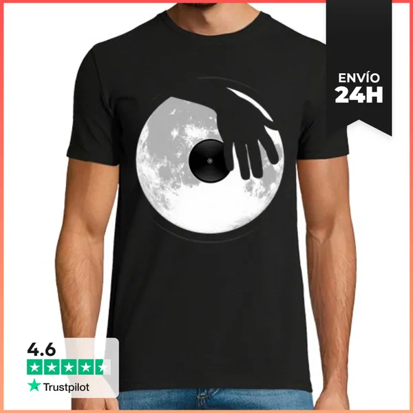 Camiseta Hombre Clásica Disc Jockey Lunar LaTostadora