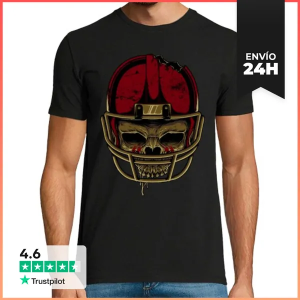 Camiseta Hombre Clásica Cráneo De Fútbol Americano LaTostadora