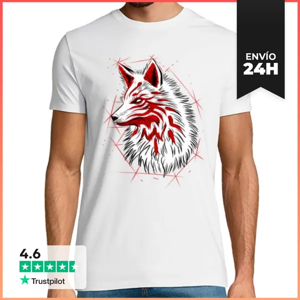 Camiseta Hombre Clásica Kitsune Fox Sketch LaTostadora