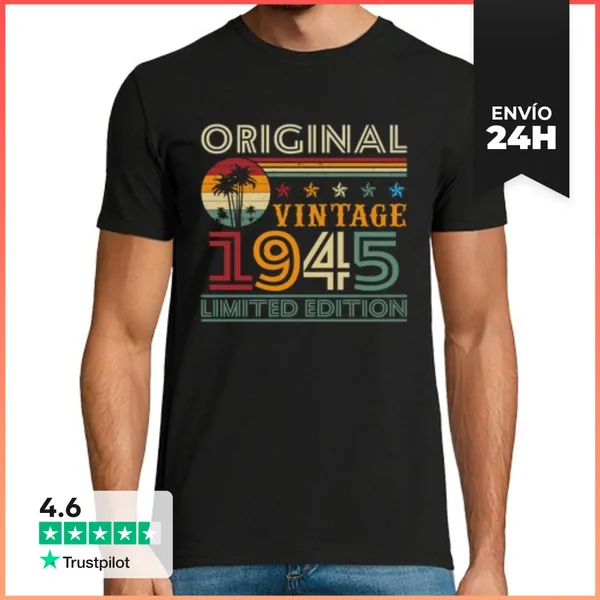 Camiseta Hombre Clásica 80 Cumpleaños 80 Años Vintage 1945