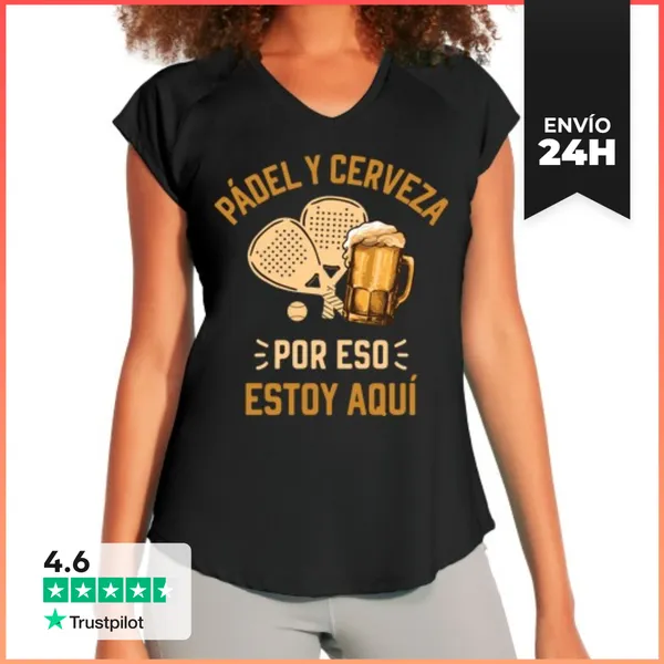 Camiseta Deportiva Mujer Padel Y Cerveza Jugador De Padel